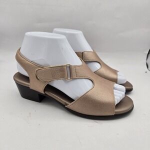 SAS Comfort‎ Leather Open Toe Slingbacks Sandals Womens 6.5 M Shoes Pewter